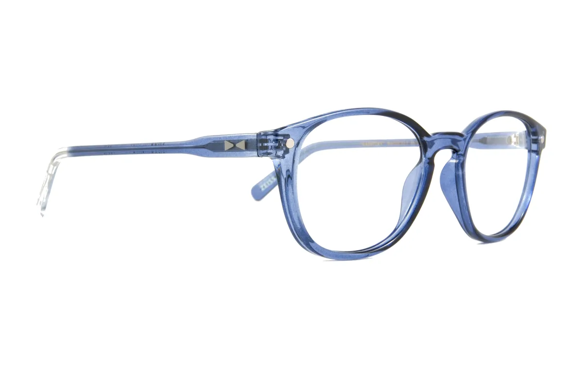 Armação Snob Milano Radetzky, redonda em acetato azul transparente