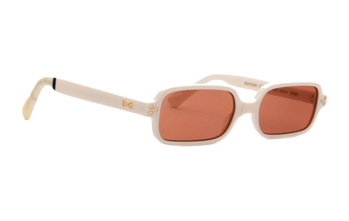 Óculos de sol Snob Milano SNA1013, armação creme rectangular com lente castanha avermelhada